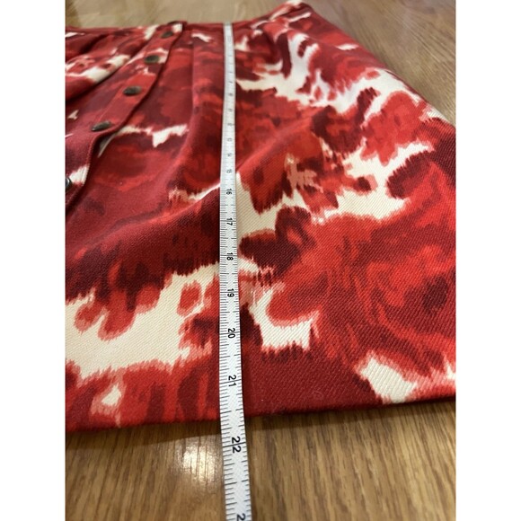 NWT J Crew Red Floral Watercolor Button Down Pleated Knee Length Skirt Size 6 - Picture 7 of 7